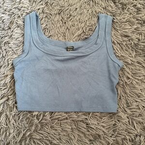 blue ribbed crop top
